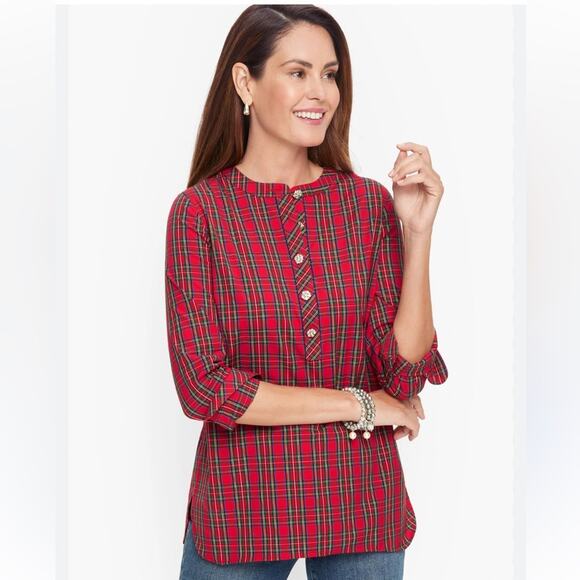 Talbot’s BAND COLLAR TUNIC - CELEBRATE PLAID Size 3X PLUS Christmas - Picture 1 of 10